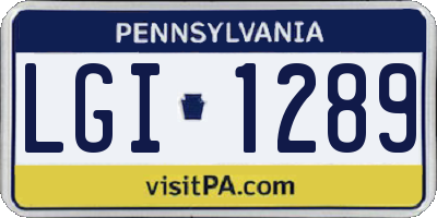 PA license plate LGI1289
