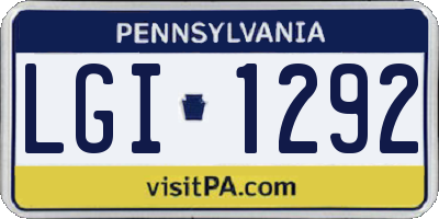 PA license plate LGI1292