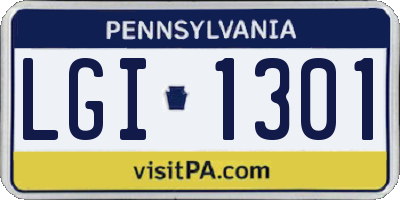 PA license plate LGI1301