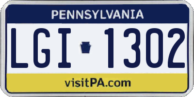 PA license plate LGI1302