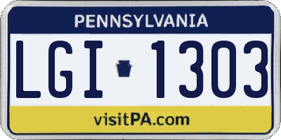 PA license plate LGI1303