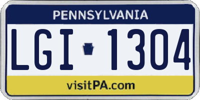 PA license plate LGI1304