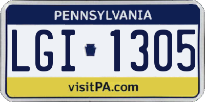 PA license plate LGI1305