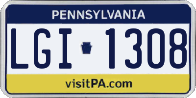 PA license plate LGI1308