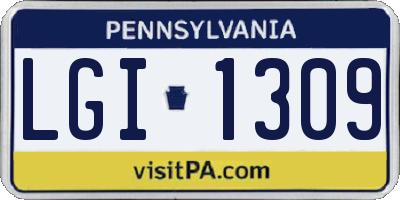 PA license plate LGI1309