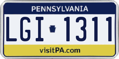 PA license plate LGI1311