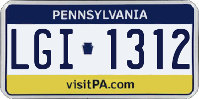 PA license plate LGI1312