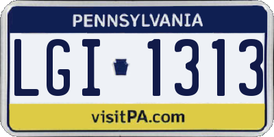 PA license plate LGI1313