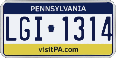 PA license plate LGI1314
