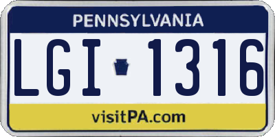 PA license plate LGI1316