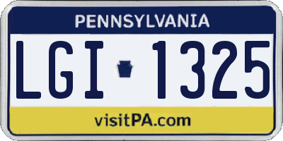 PA license plate LGI1325