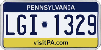 PA license plate LGI1329