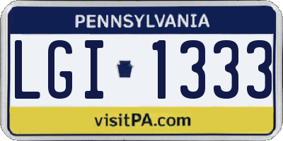 PA license plate LGI1333