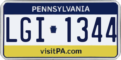 PA license plate LGI1344