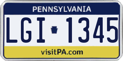 PA license plate LGI1345