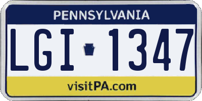 PA license plate LGI1347