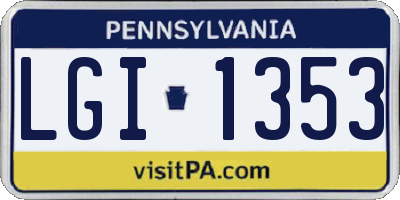 PA license plate LGI1353