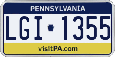 PA license plate LGI1355