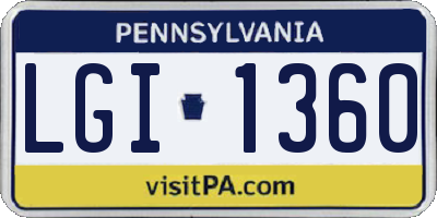 PA license plate LGI1360