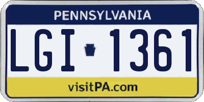 PA license plate LGI1361
