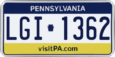 PA license plate LGI1362