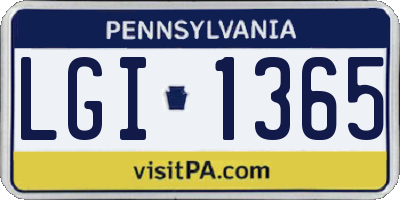 PA license plate LGI1365