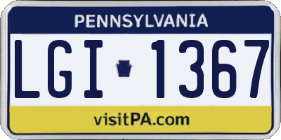 PA license plate LGI1367