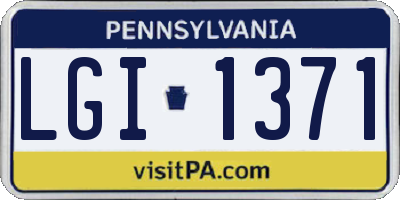 PA license plate LGI1371
