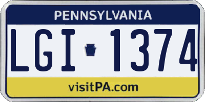 PA license plate LGI1374