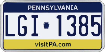 PA license plate LGI1385
