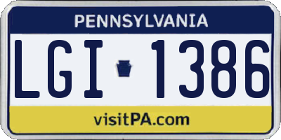 PA license plate LGI1386