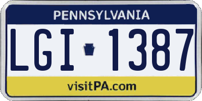 PA license plate LGI1387
