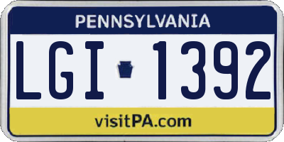 PA license plate LGI1392