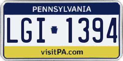 PA license plate LGI1394
