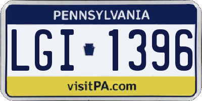 PA license plate LGI1396