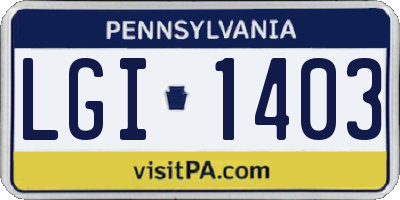 PA license plate LGI1403