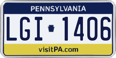 PA license plate LGI1406
