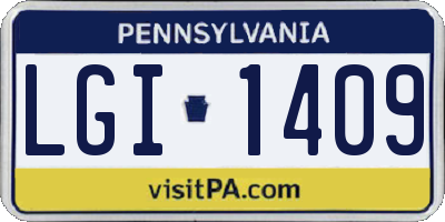PA license plate LGI1409