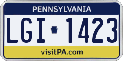 PA license plate LGI1423