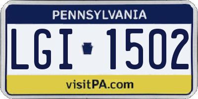 PA license plate LGI1502