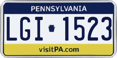 PA license plate LGI1523