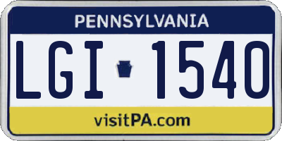 PA license plate LGI1540