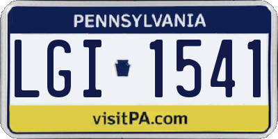 PA license plate LGI1541
