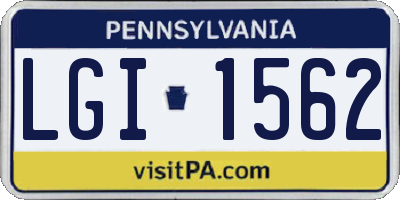 PA license plate LGI1562