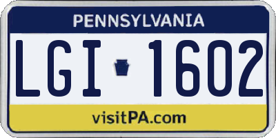 PA license plate LGI1602