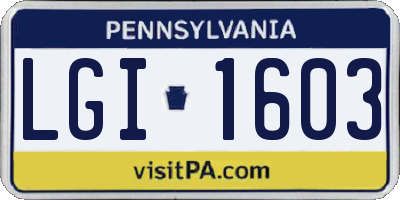 PA license plate LGI1603