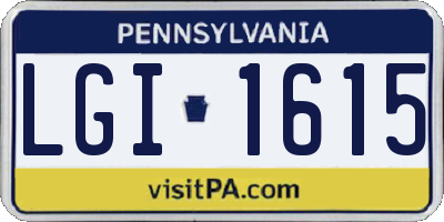 PA license plate LGI1615