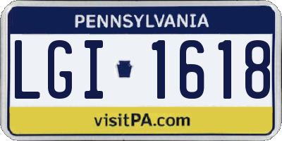 PA license plate LGI1618
