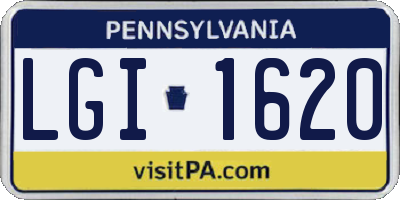 PA license plate LGI1620