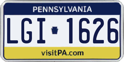 PA license plate LGI1626